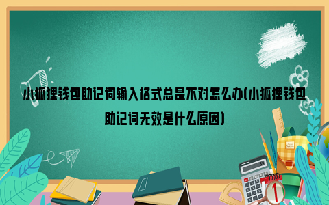 关于小狐狸钱包打不开怎么回事呀视频讲解的信息