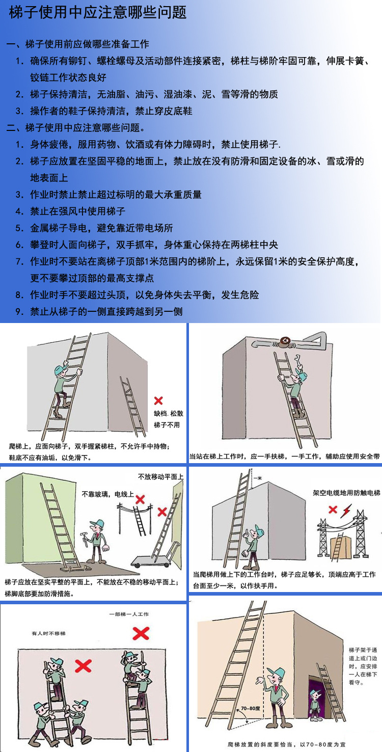 梯子靠墙的安全角度_使用梯子时梯子与地面之间的角度